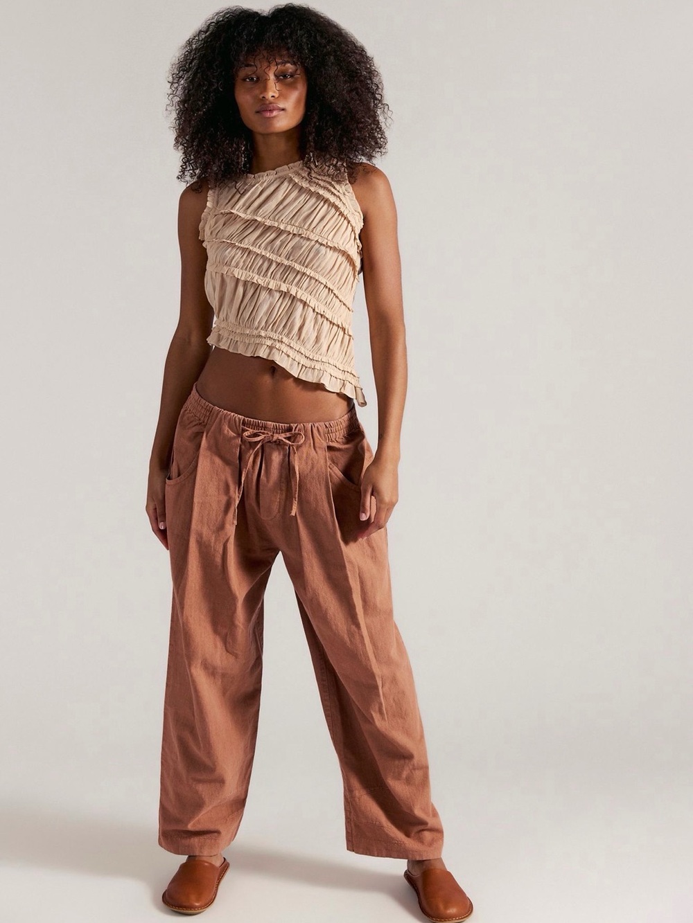 Free People Linen Cotton Chambers Pants in Canyon Sunset SOLD OUT